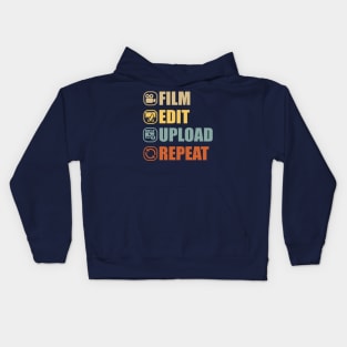 Film Edit Upload Repeat Kids Hoodie